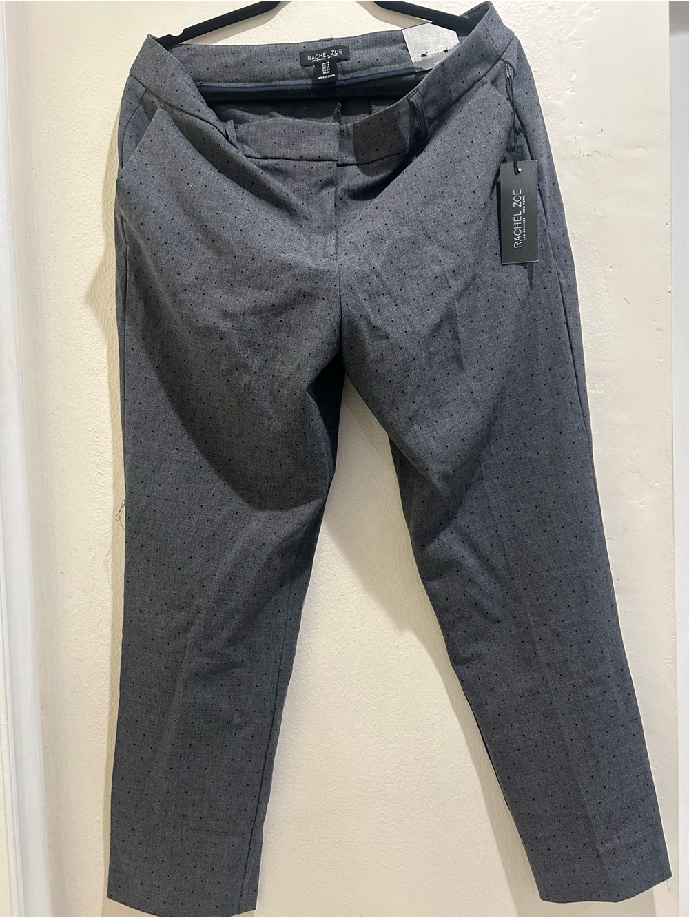 Rachel Zoe Women Charcoal Gray Pin Dot Dress Pants